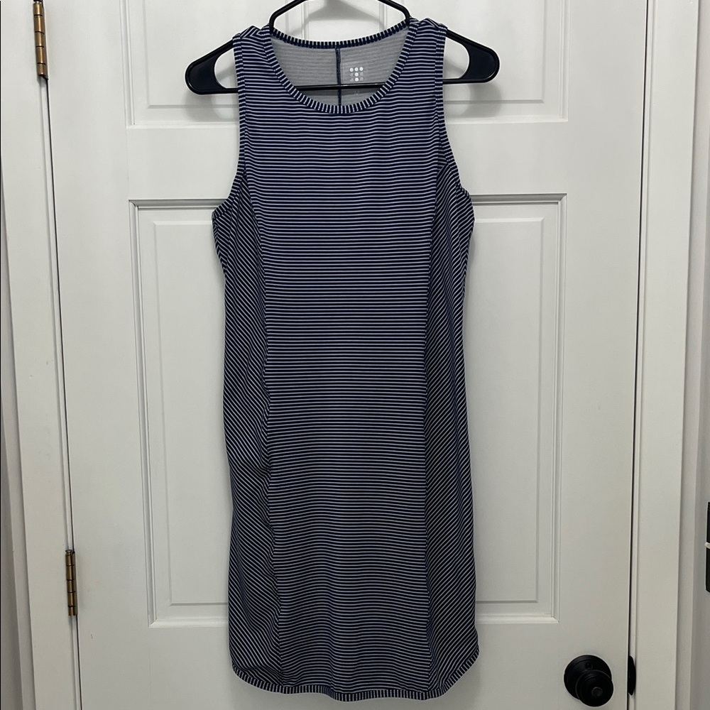 Title Nine Blue and Gray Striped Performance Mini Dress - Size Medium